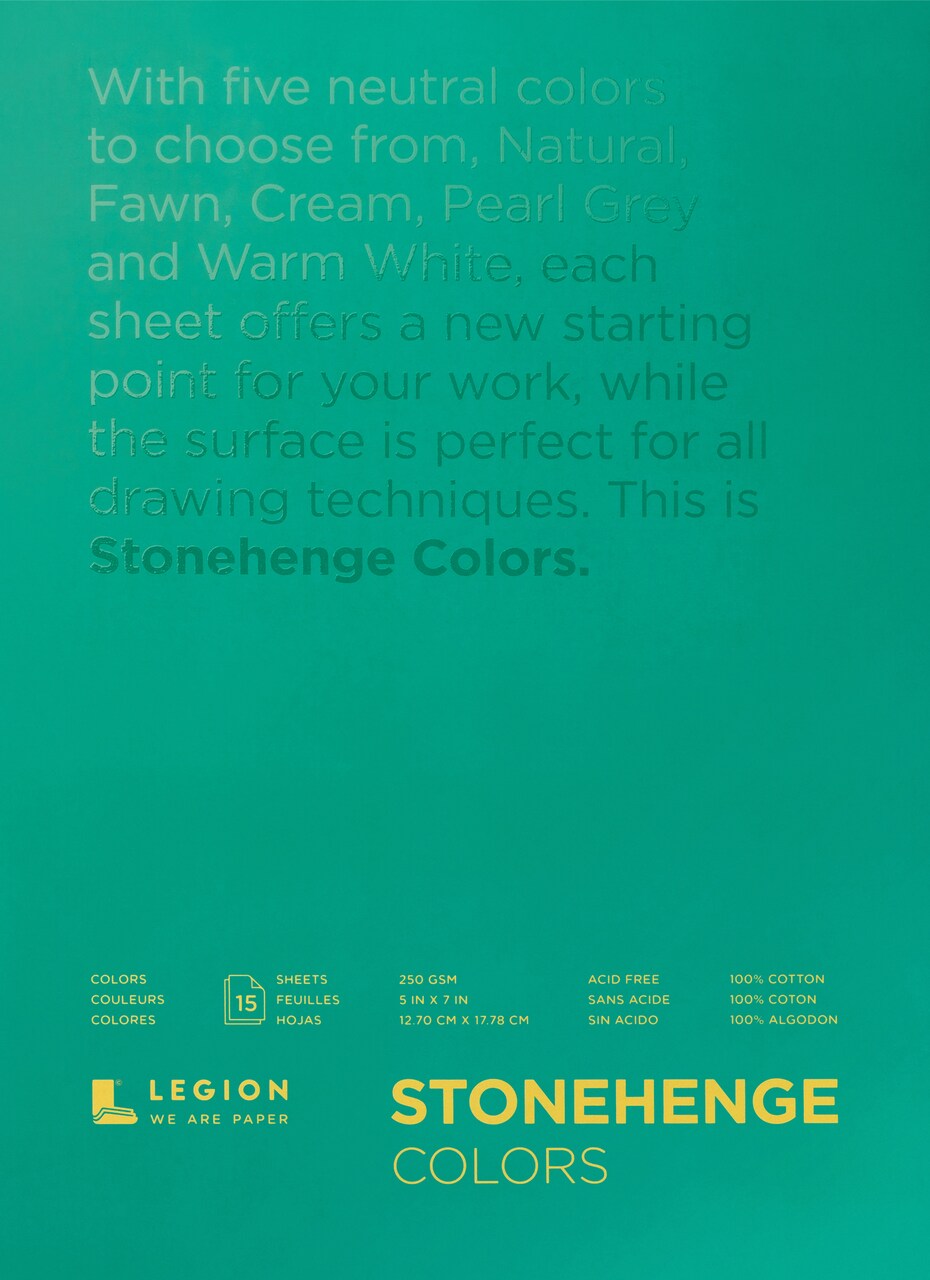 Stonehenge 100% Cotton Paper Pad 5"X7" 15 Sheets/Pkg-Multi-Color 250gsm